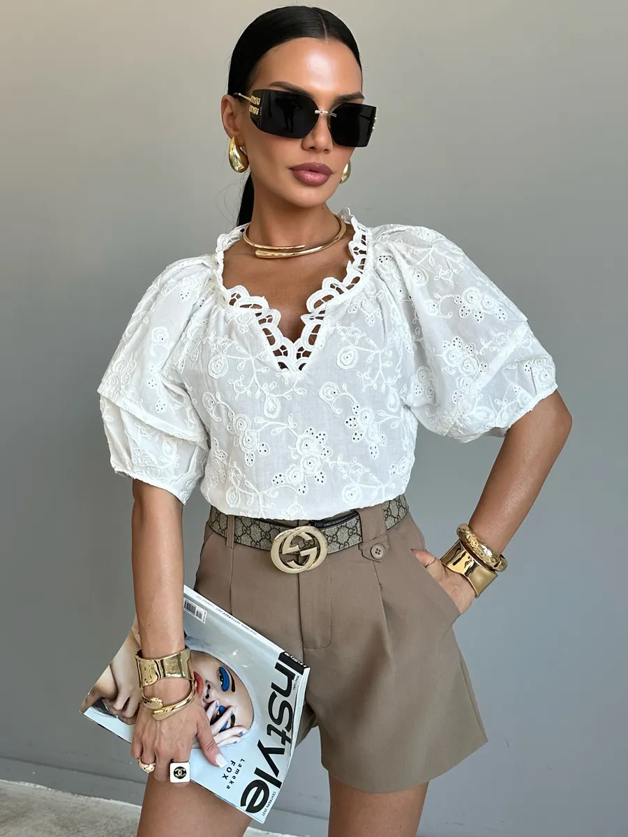 Белая блузка нарядная летняя