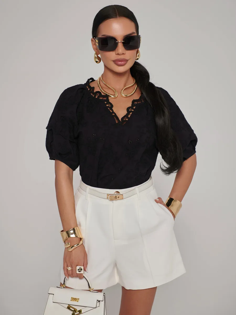 Черная блузка нарядная летняя