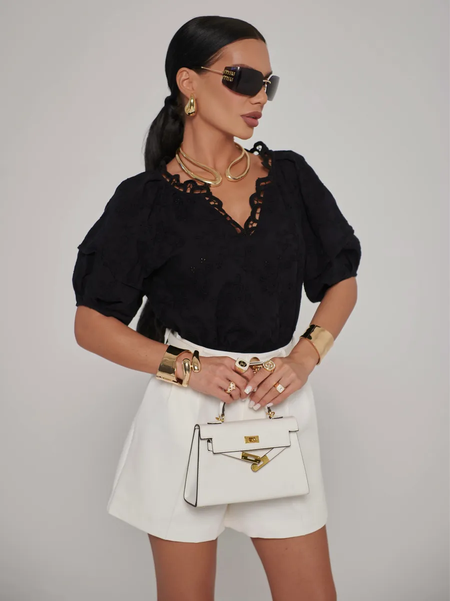 Черная блузка нарядная летняя