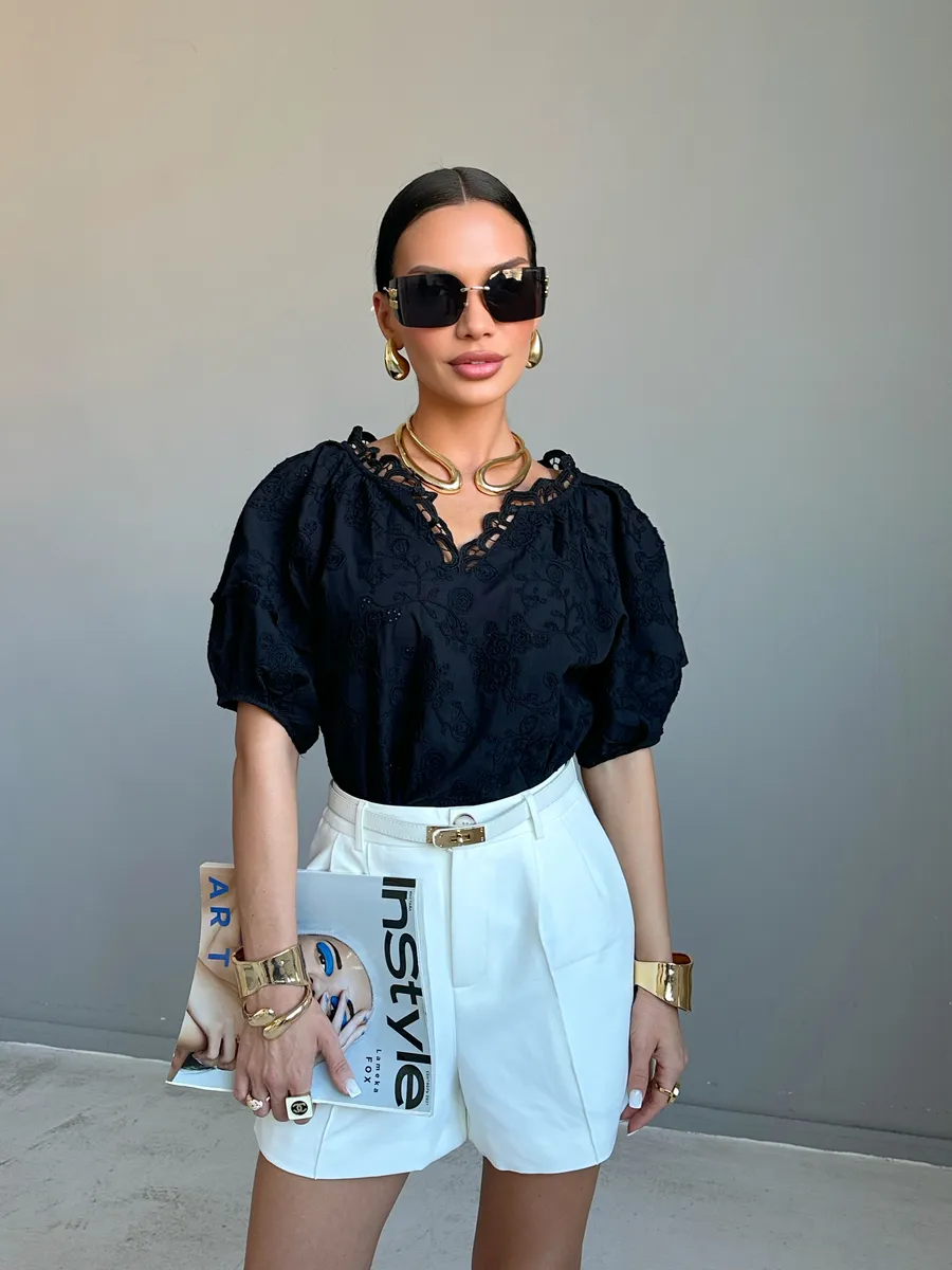 Черная блузка нарядная летняя