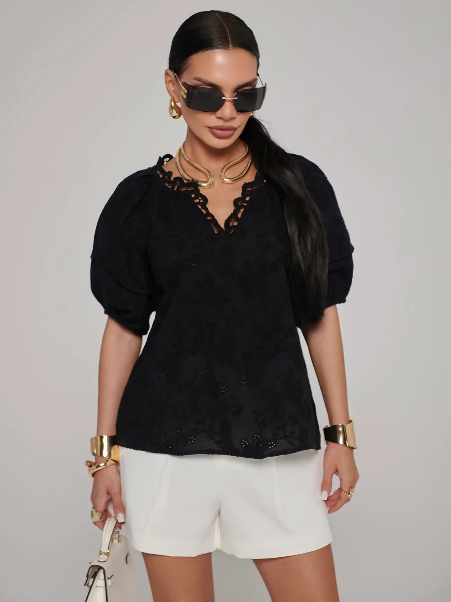 Черная блузка нарядная летняя