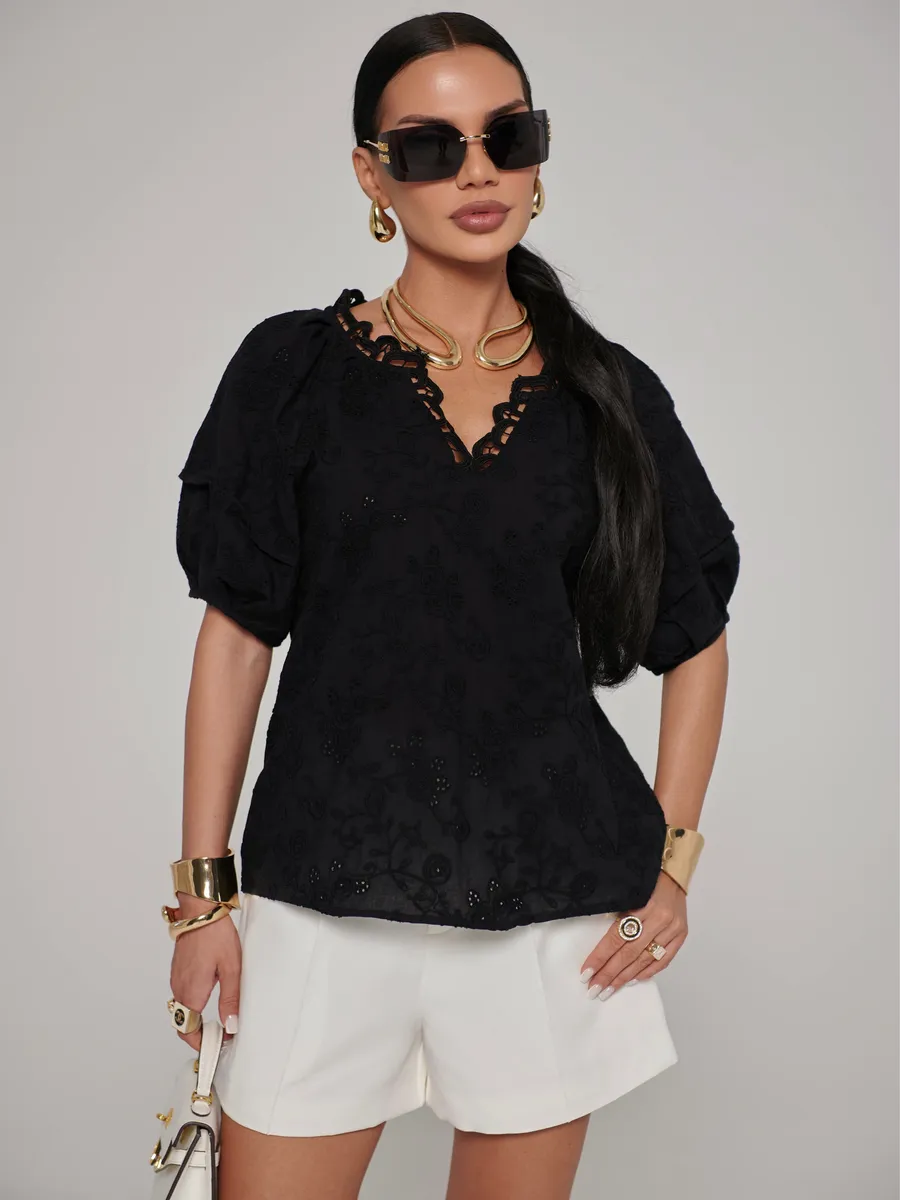 Черная блузка нарядная летняя
