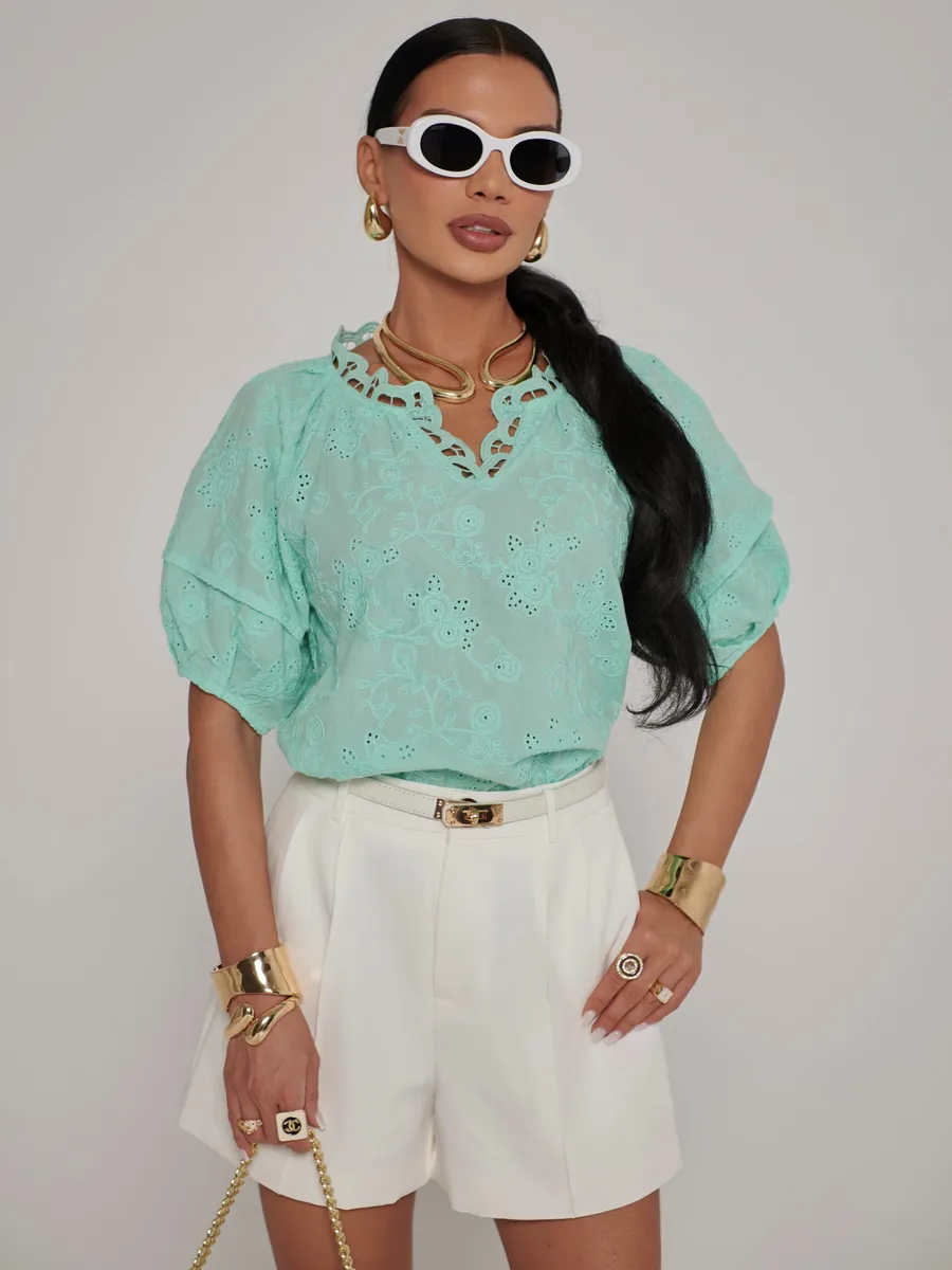 Свежий мятная блузка нарядная летняя