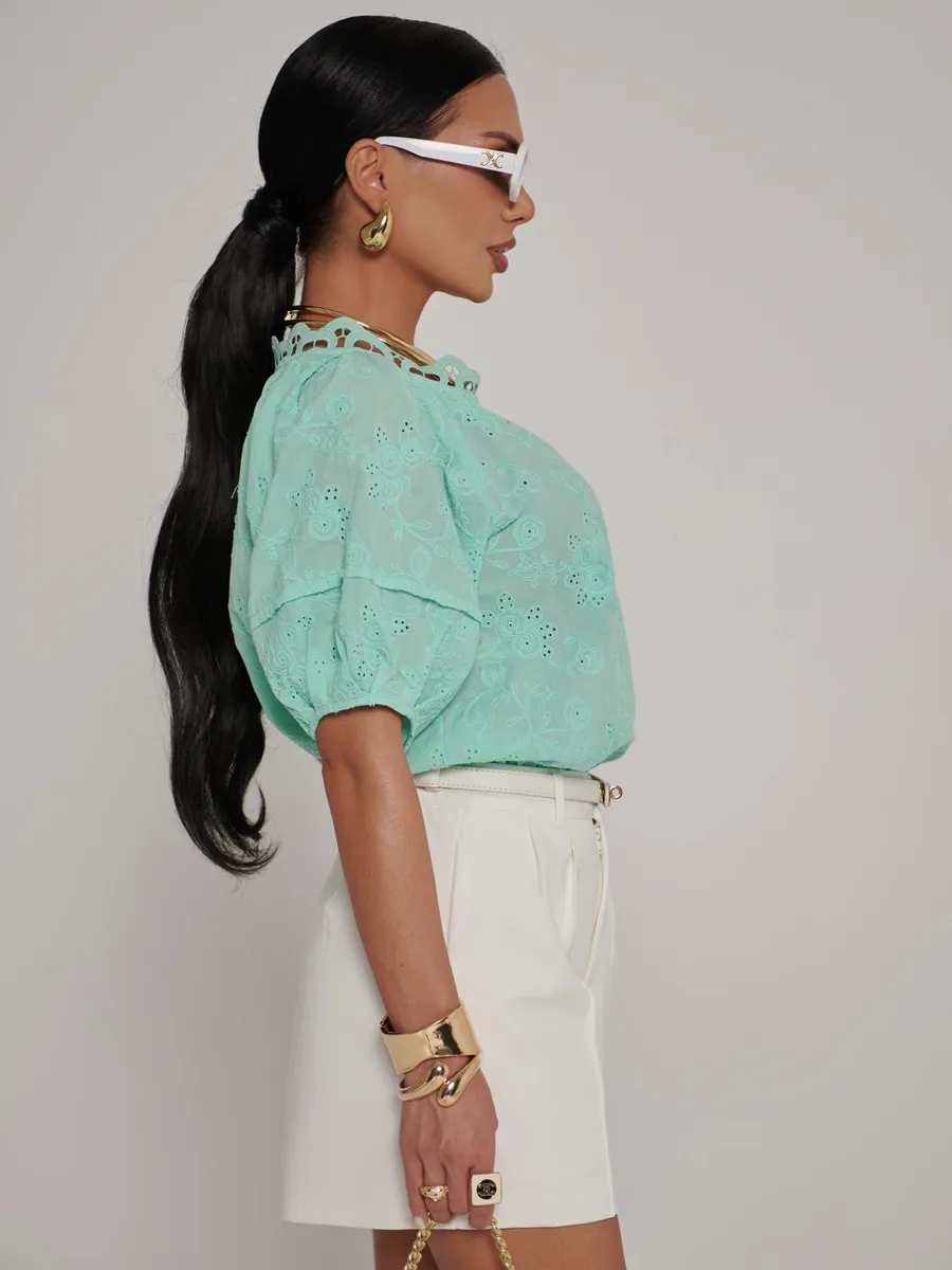 Свежий мятная блузка нарядная летняя