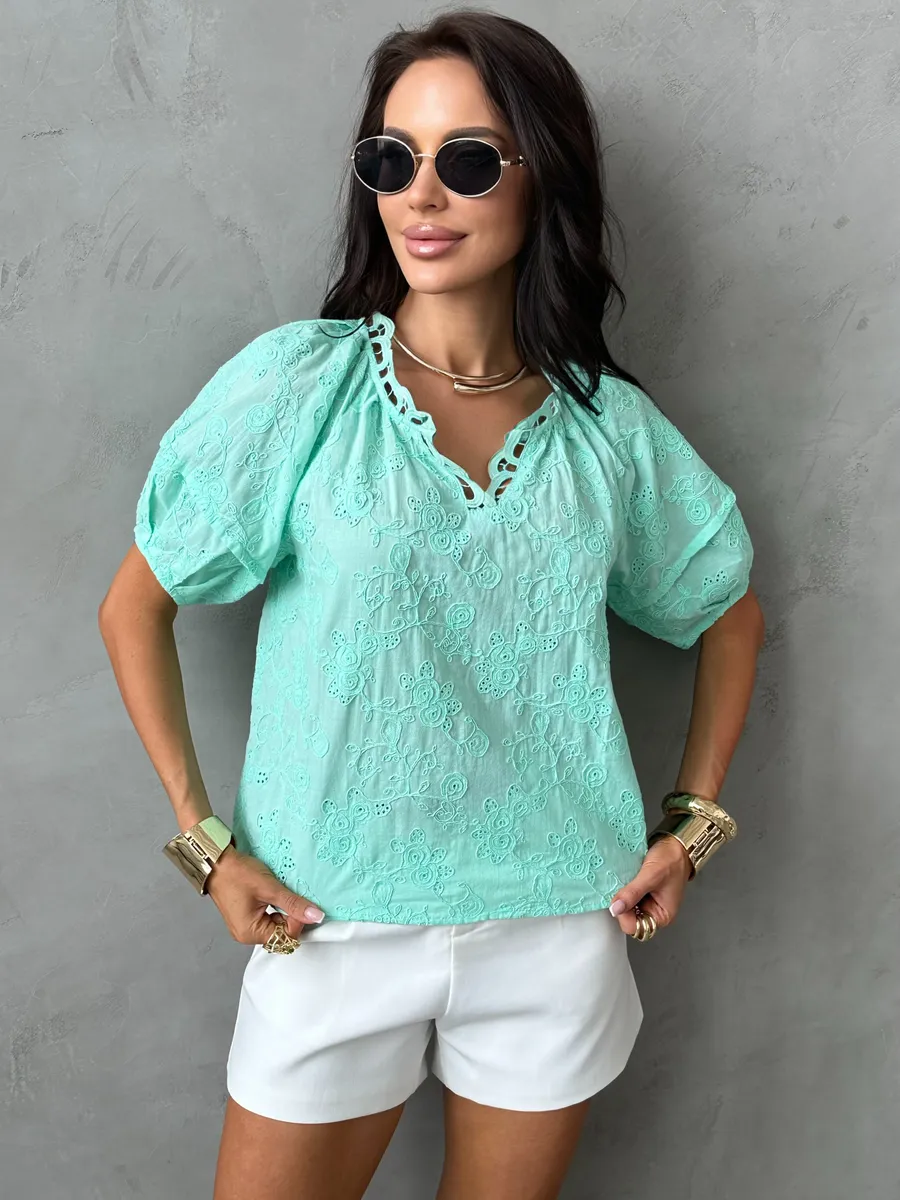 Свежий мятная блузка нарядная летняя