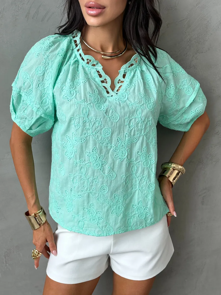 Свежий мятная блузка нарядная летняя