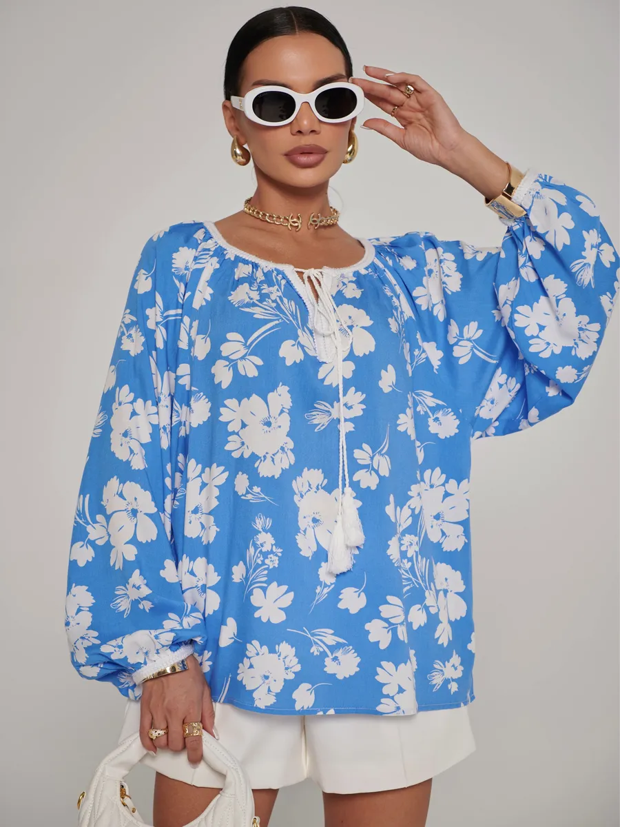 Синяя блузка летняя нарядная