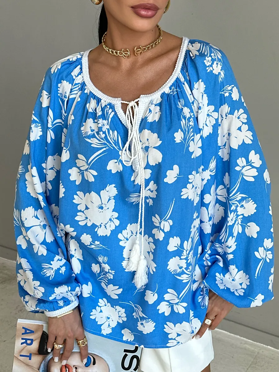 Синяя блузка летняя нарядная