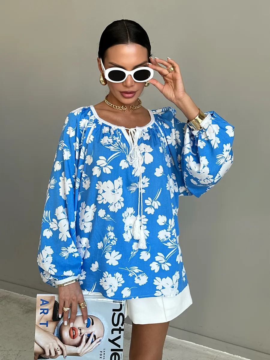 Синяя блузка летняя нарядная