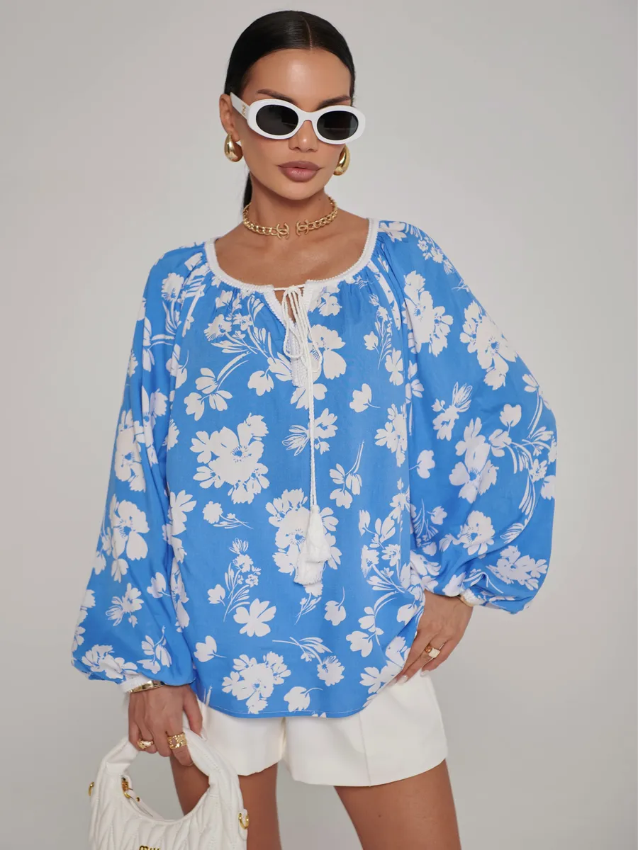 Синяя блузка летняя нарядная