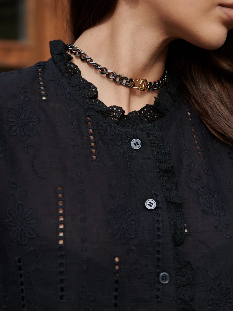 Черная блузка нарядная летняя