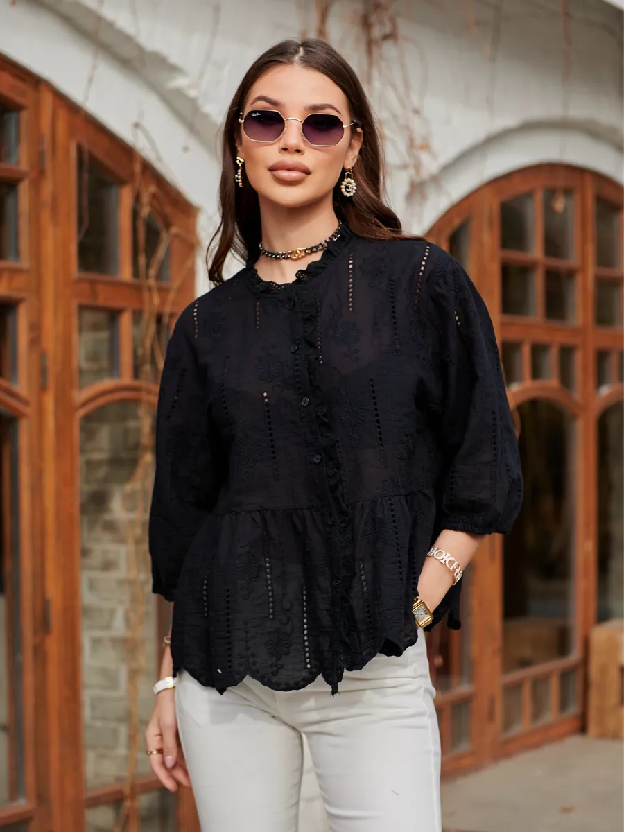 Черная блузка нарядная летняя