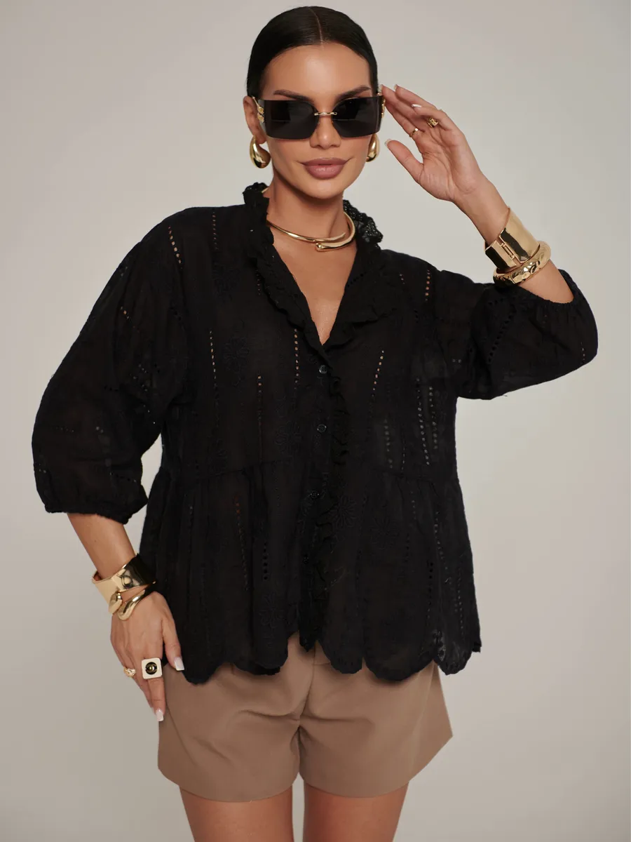 Черная блузка нарядная летняя