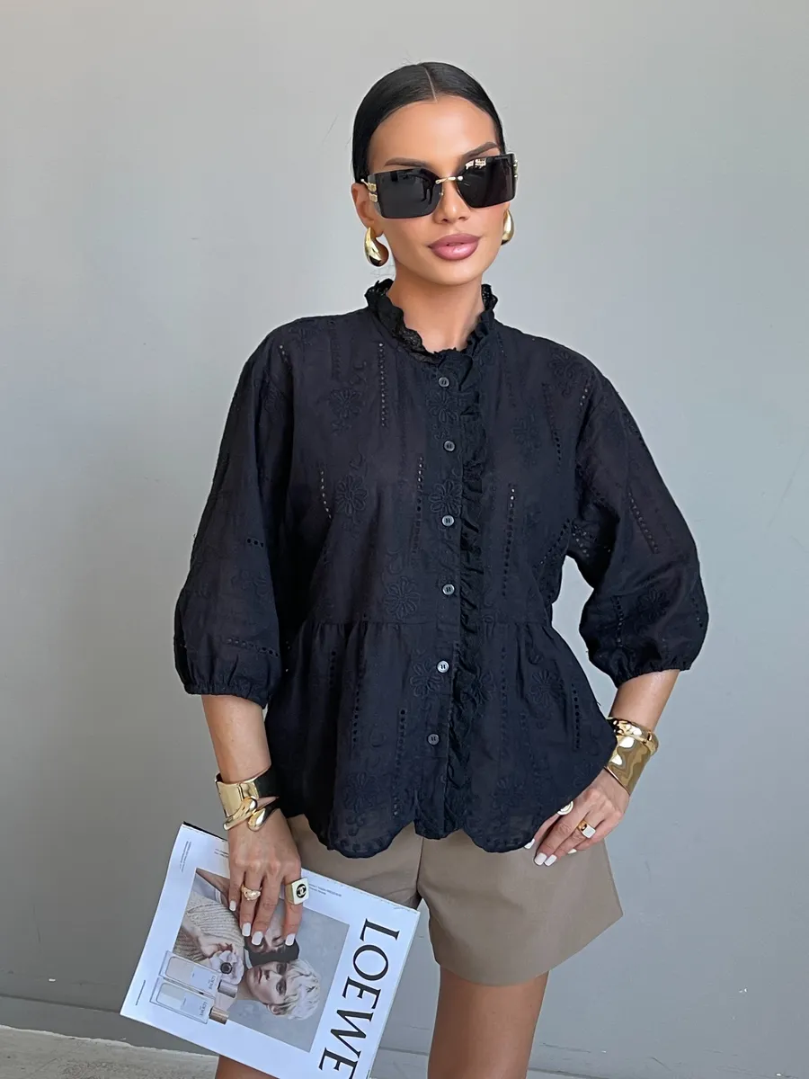 Черная блузка нарядная летняя