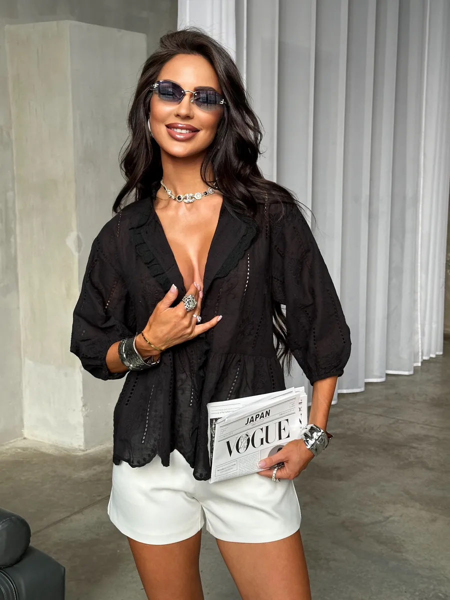 Черная блузка нарядная летняя