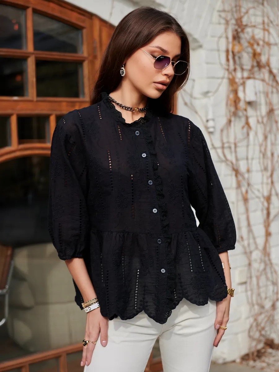 Черная блузка нарядная летняя