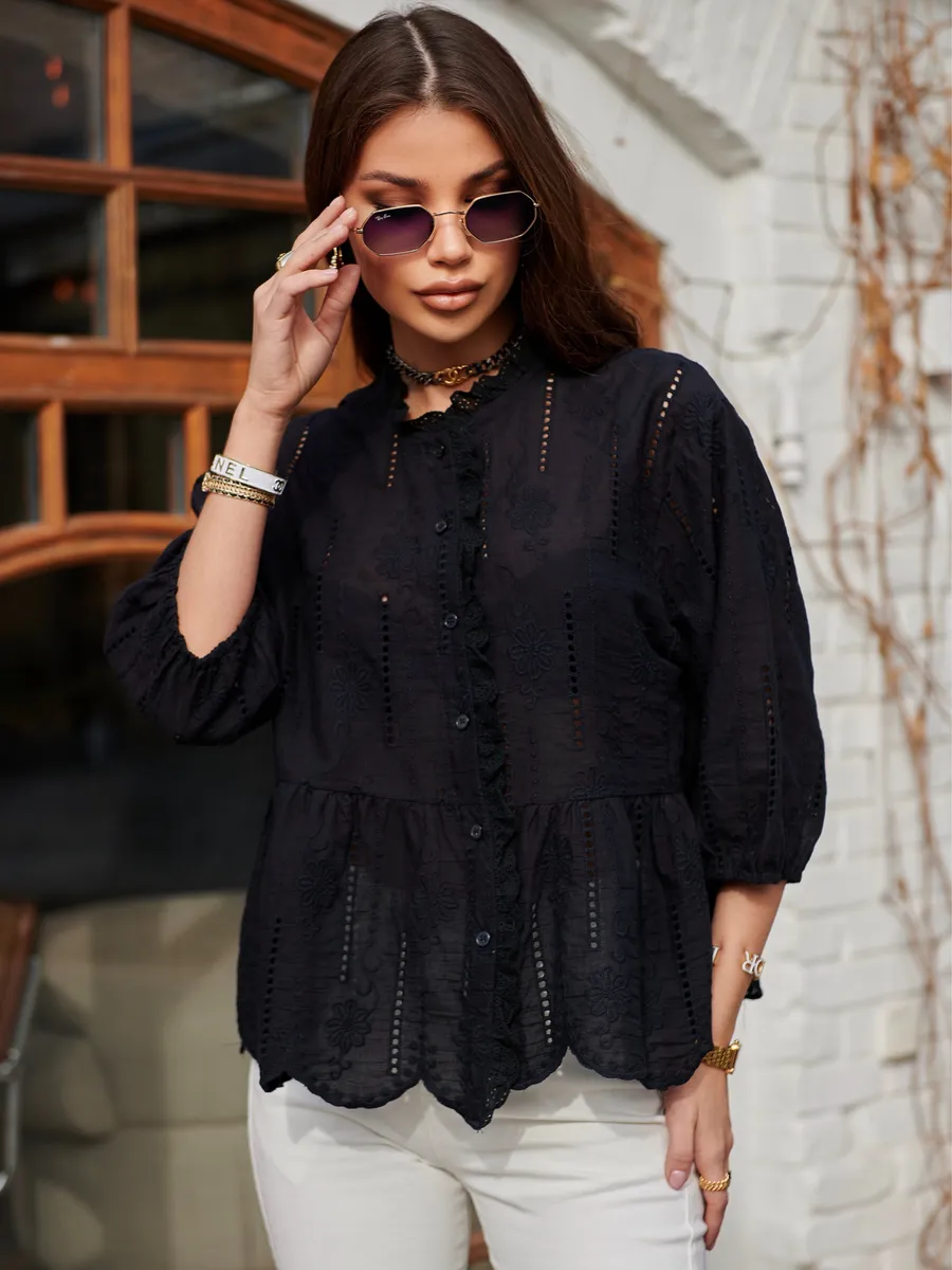 Черная блузка нарядная летняя