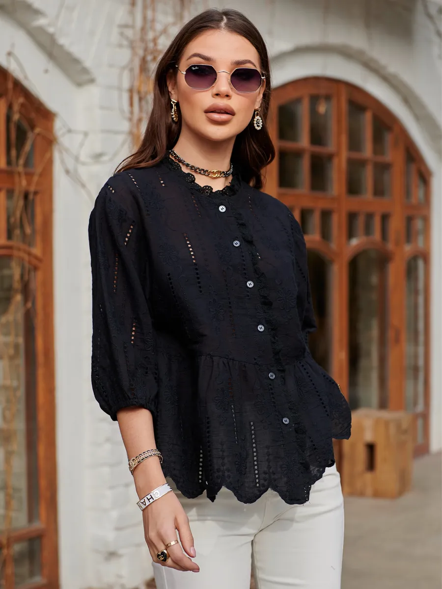 Черная блузка нарядная летняя