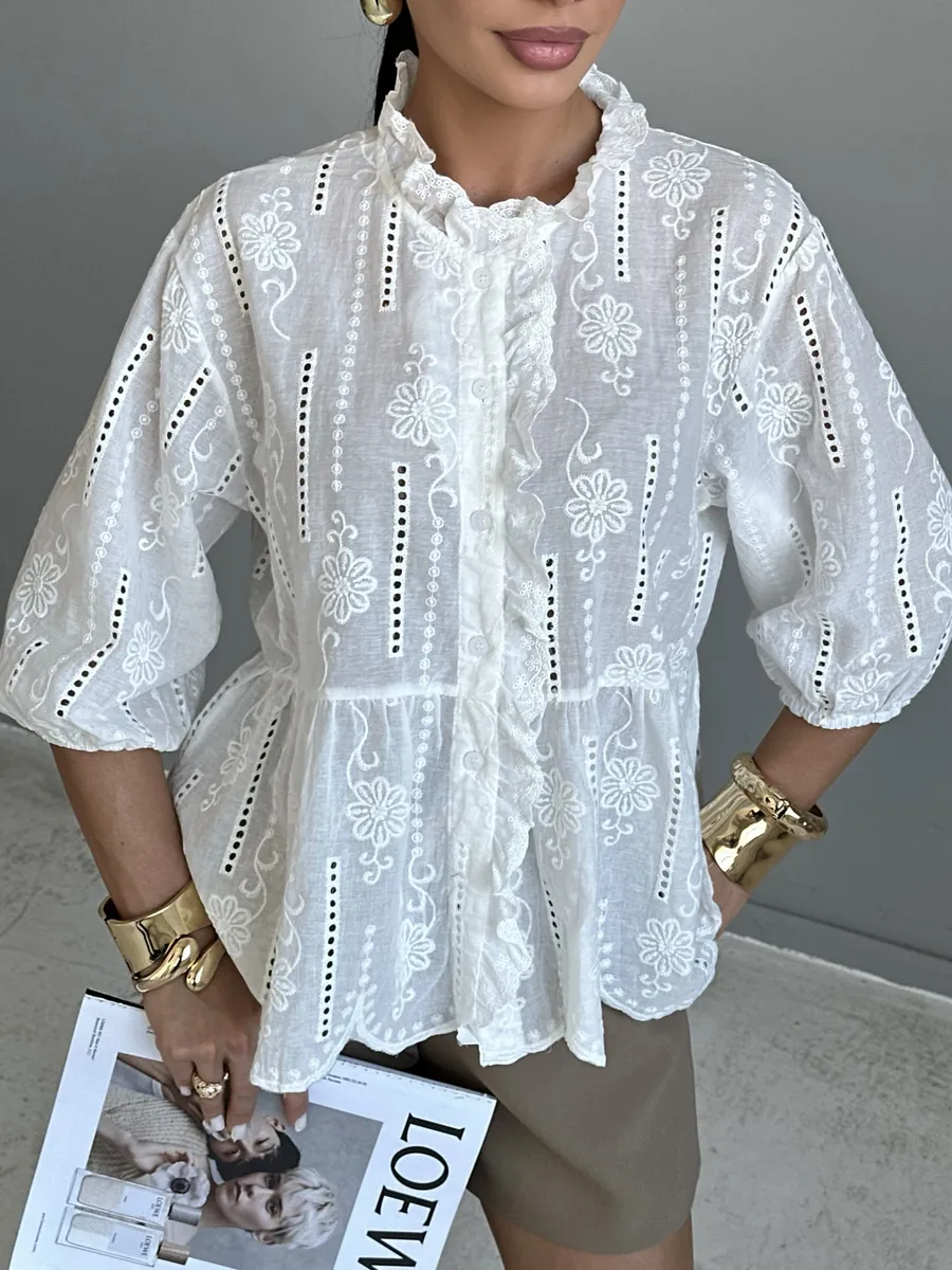 Белая блузка нарядная летняя