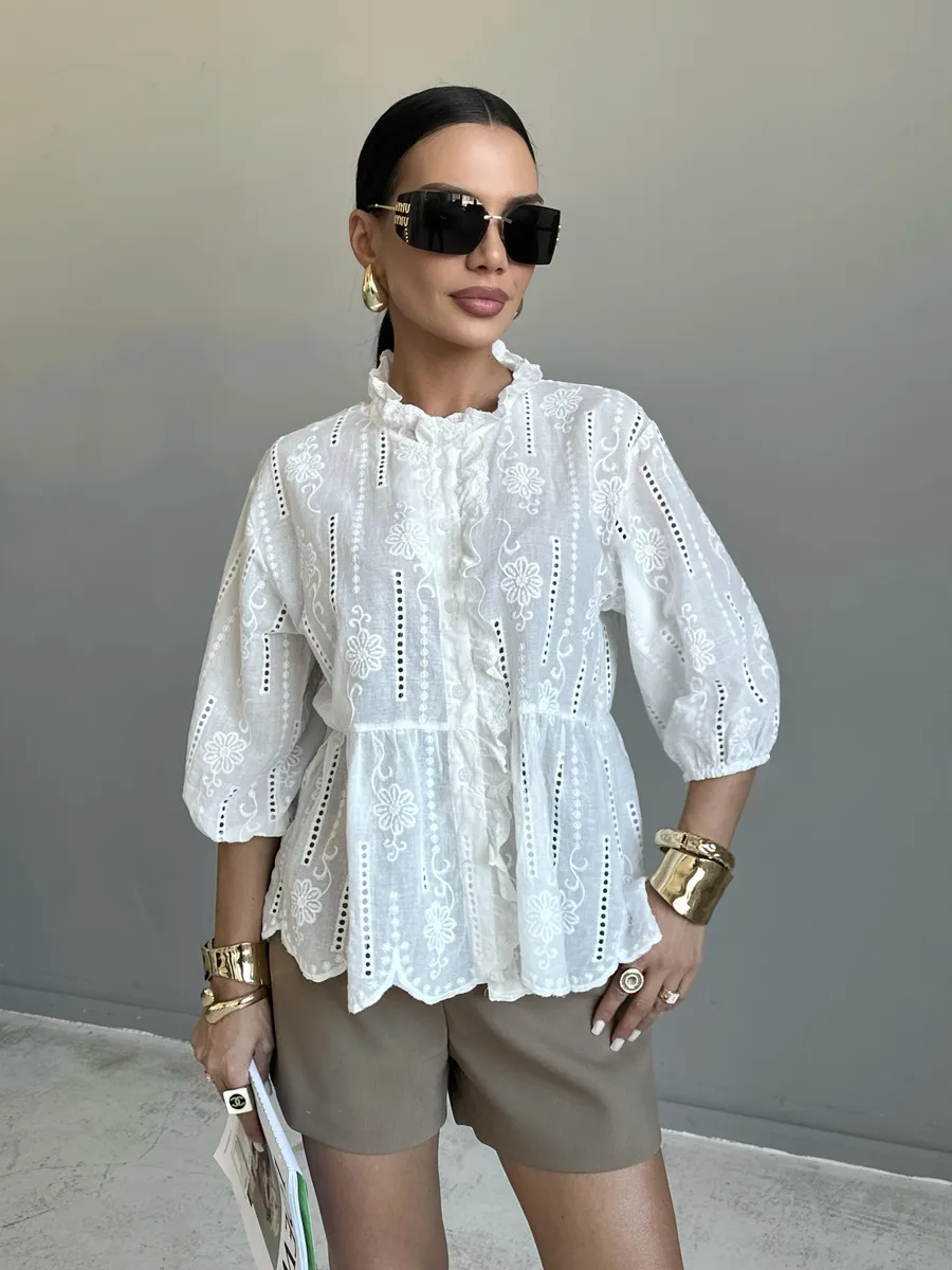 Белая блузка нарядная летняя