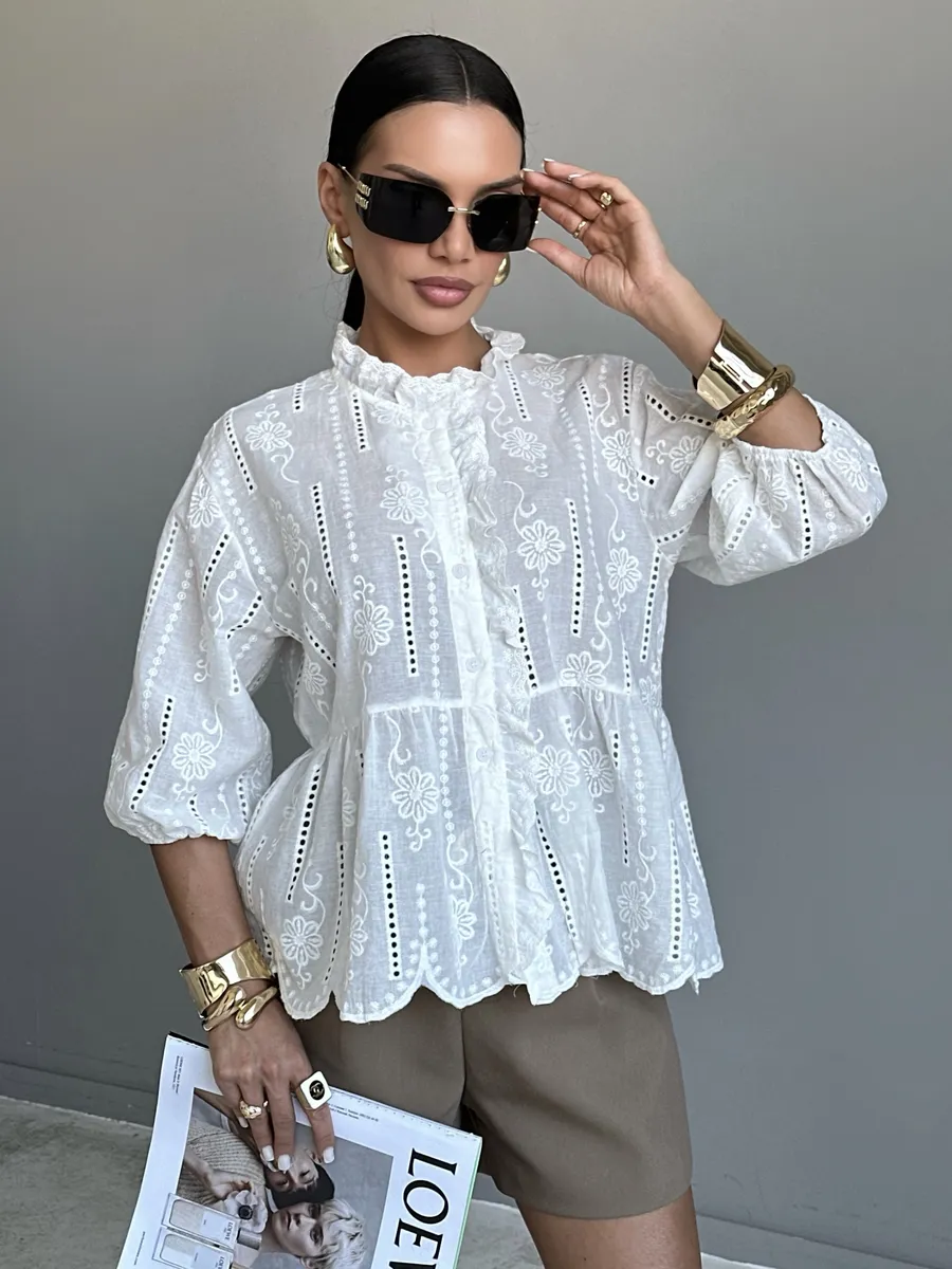 Белая блузка нарядная летняя