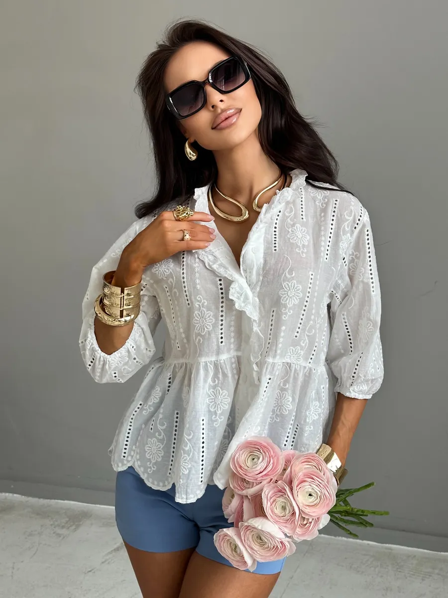 Белая блузка нарядная летняя