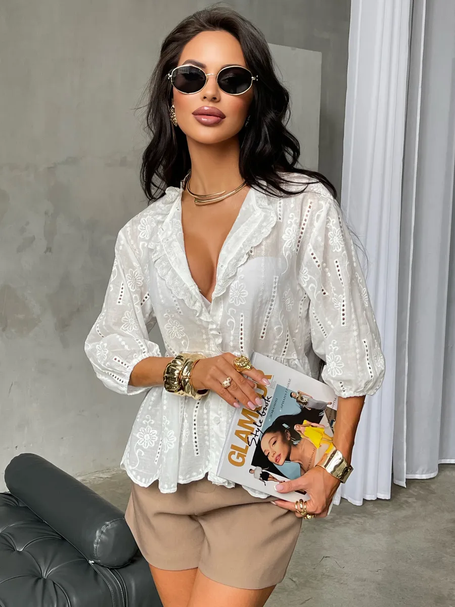 Белая блузка нарядная летняя