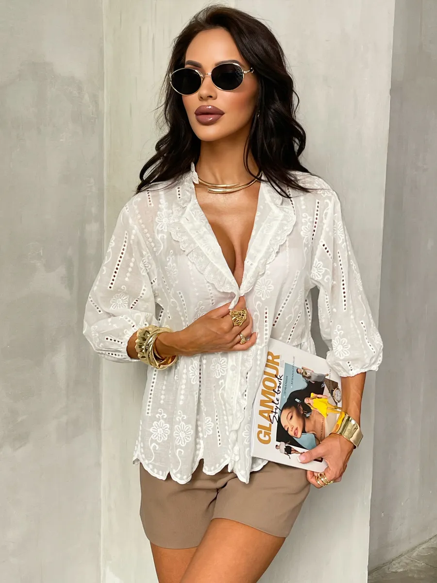 Белая блузка нарядная летняя