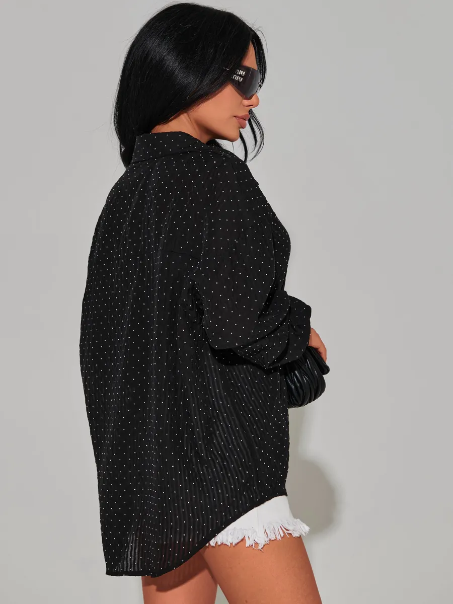 Черная рубашка нарядная оверсайз