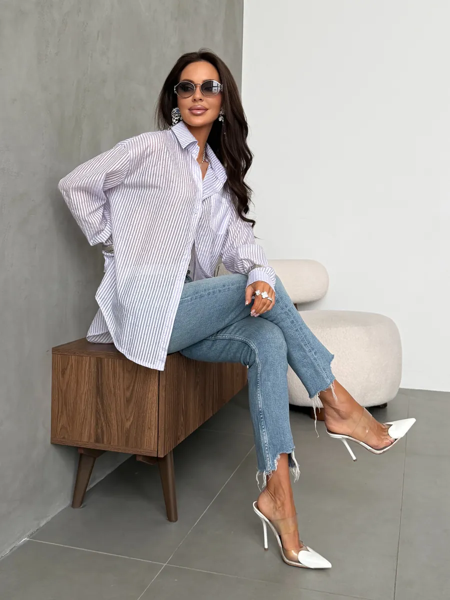 Розовая рубашка нарядная оверсайз