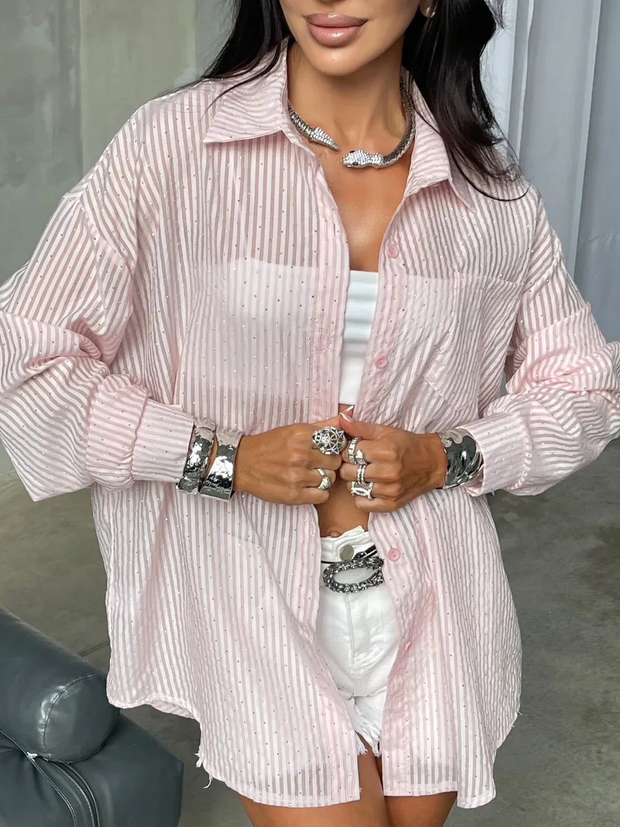 Розовая рубашка нарядная оверсайз