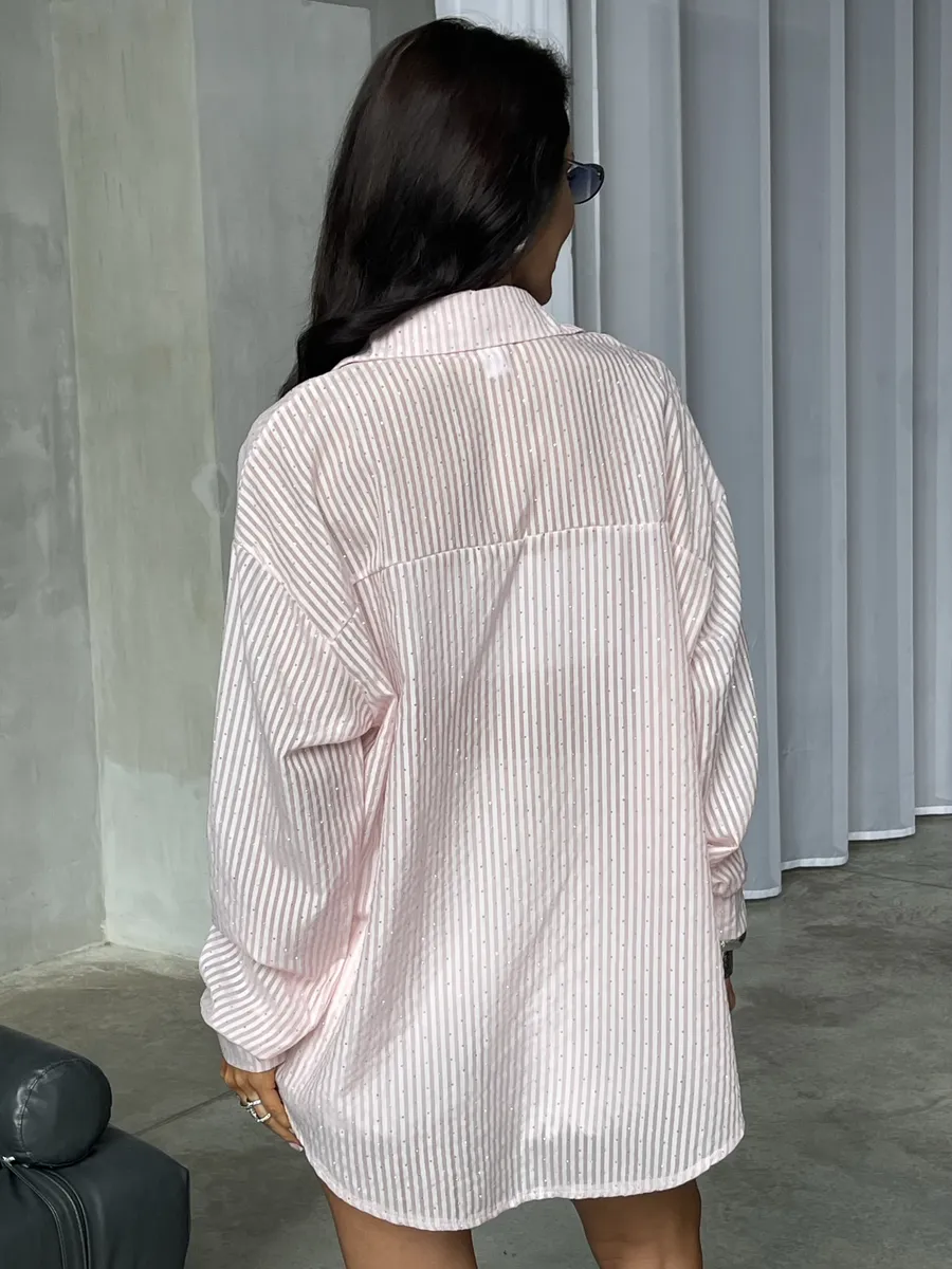 Розовая рубашка нарядная оверсайз