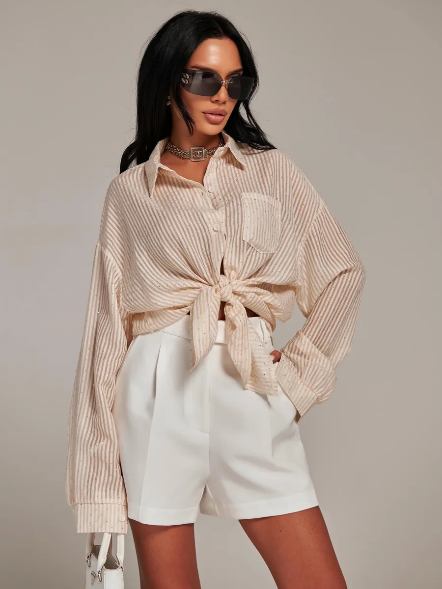 Айвори рубашка нарядная оверсайз