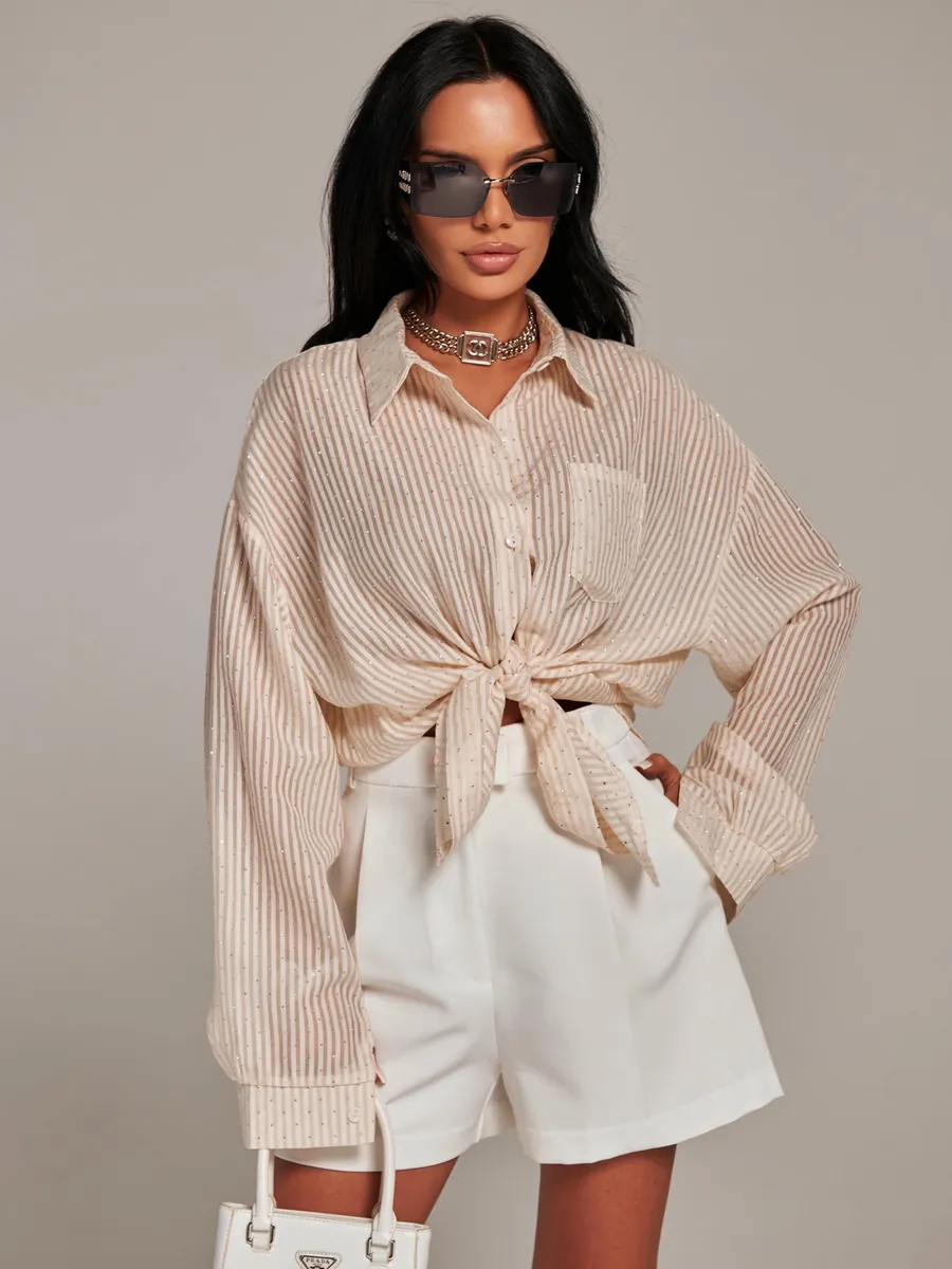 Айвори рубашка нарядная оверсайз