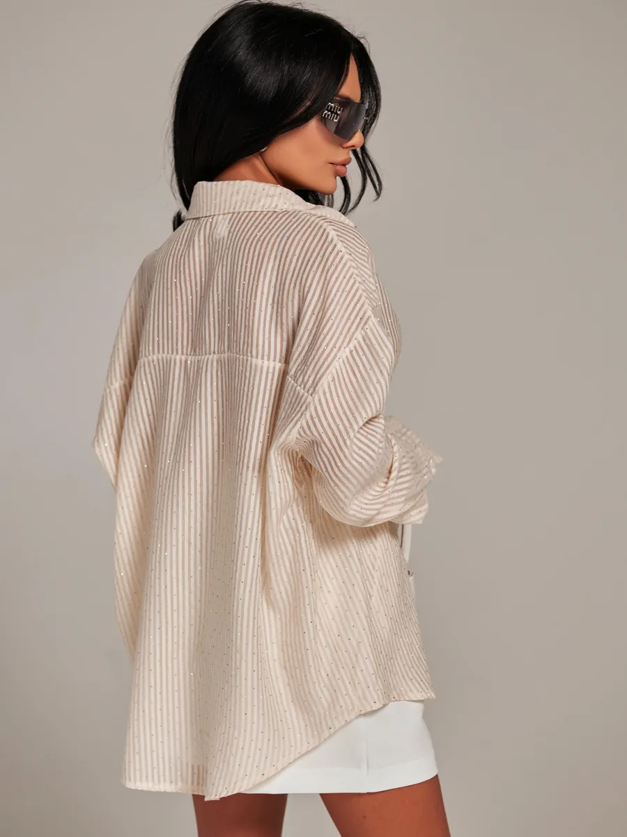 Айвори рубашка нарядная оверсайз