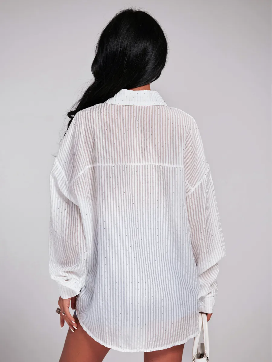 Белая рубашка нарядная оверсайз