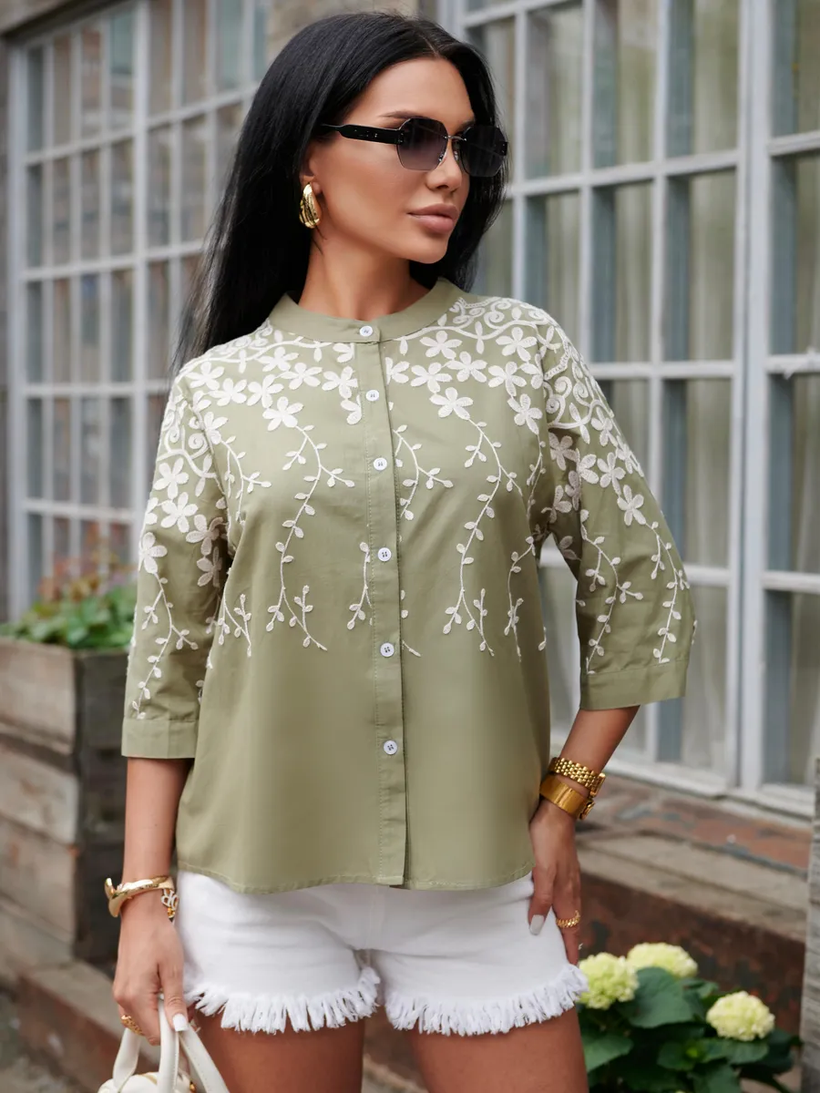 Хаки блузка нарядная летняя