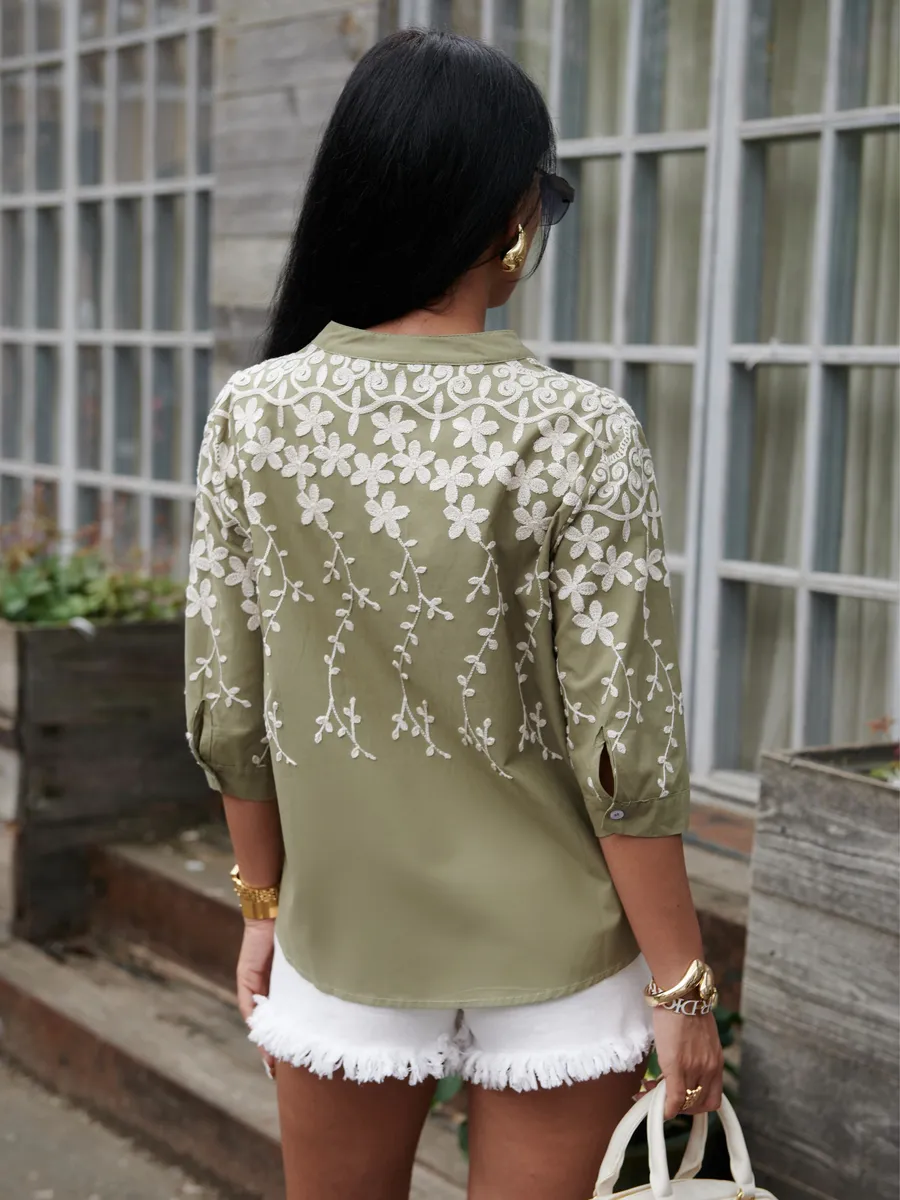 Хаки блузка нарядная летняя