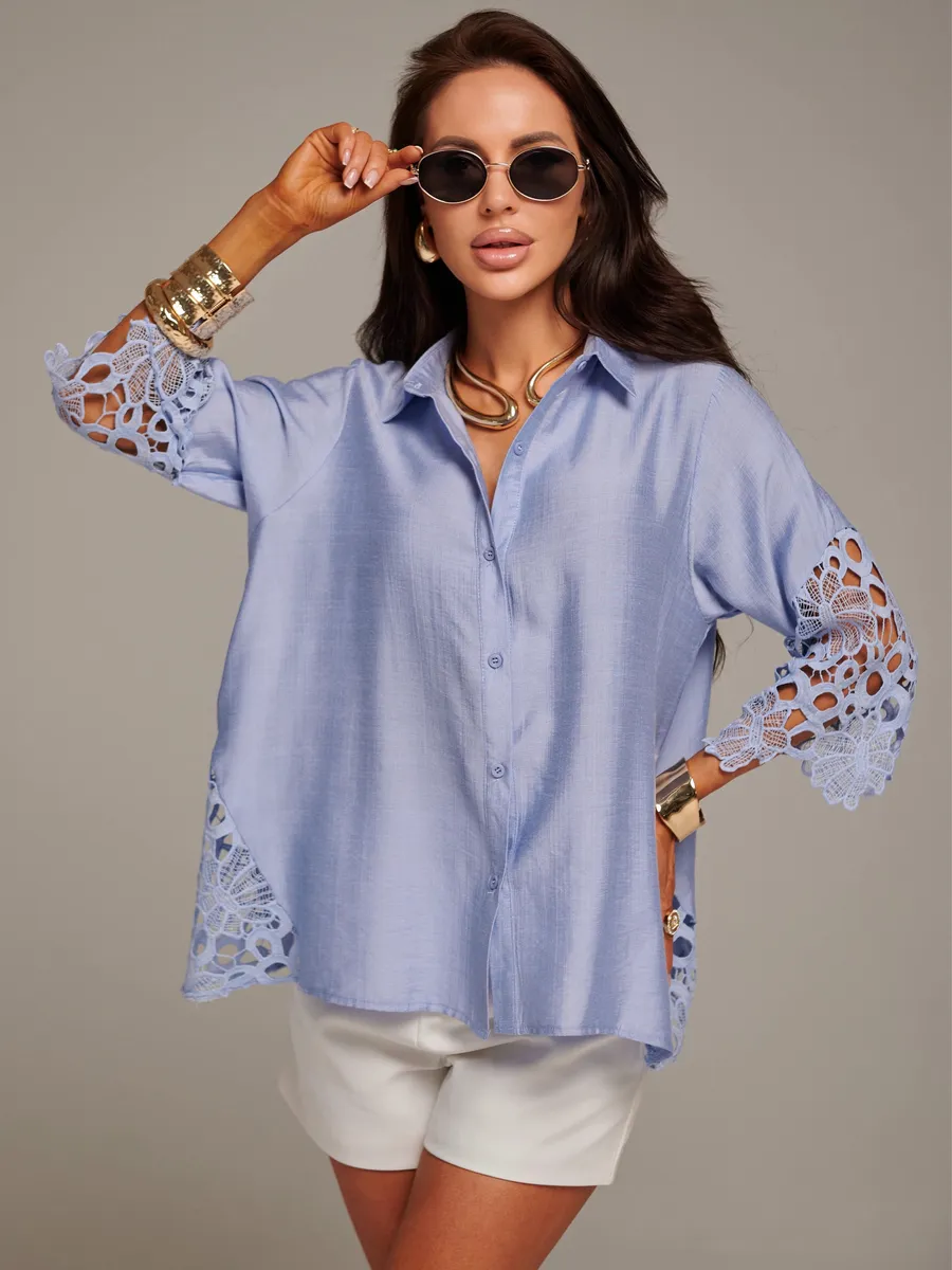 Синяя блузка нарядная праздничная