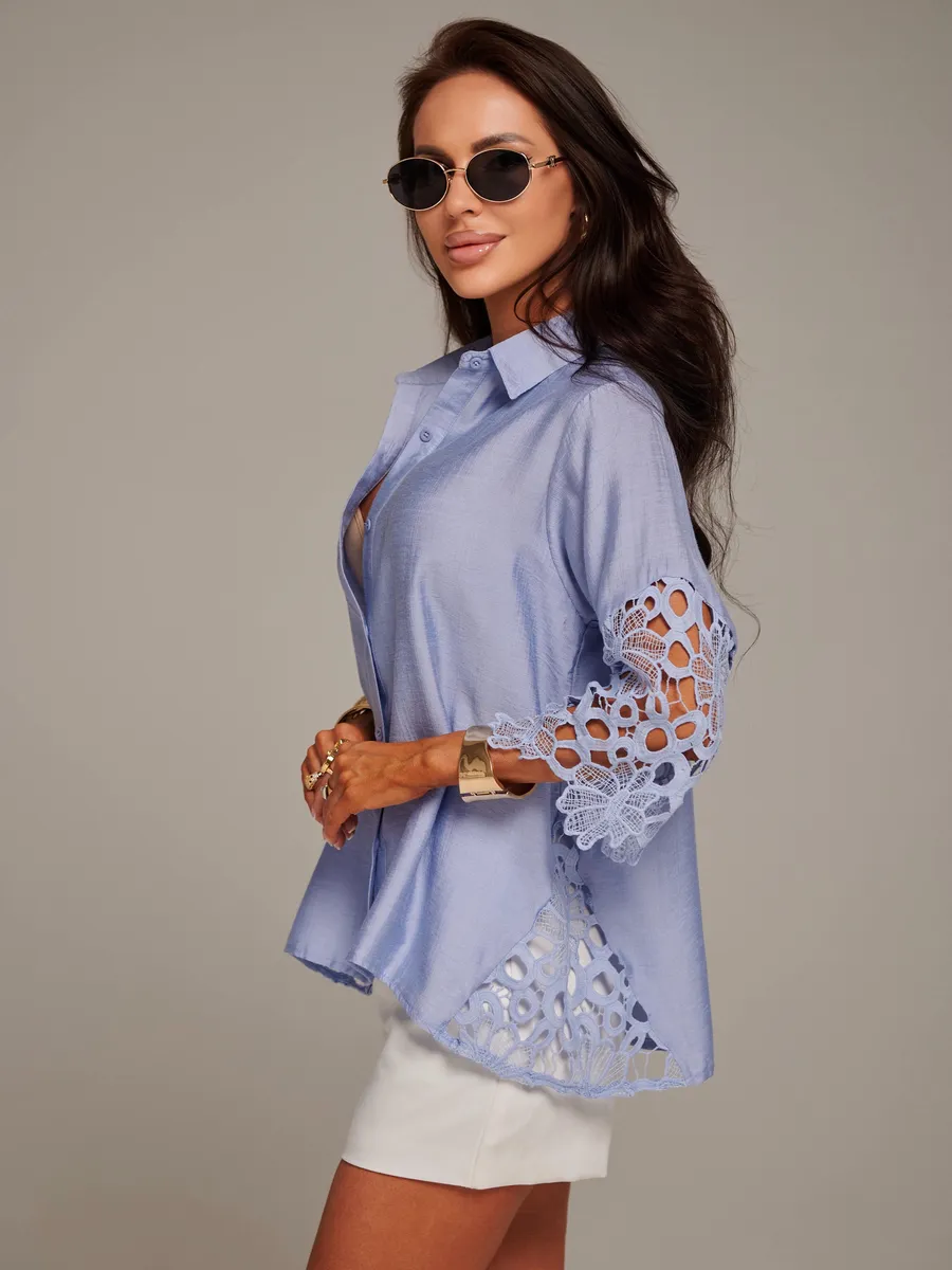 Синяя блузка нарядная праздничная