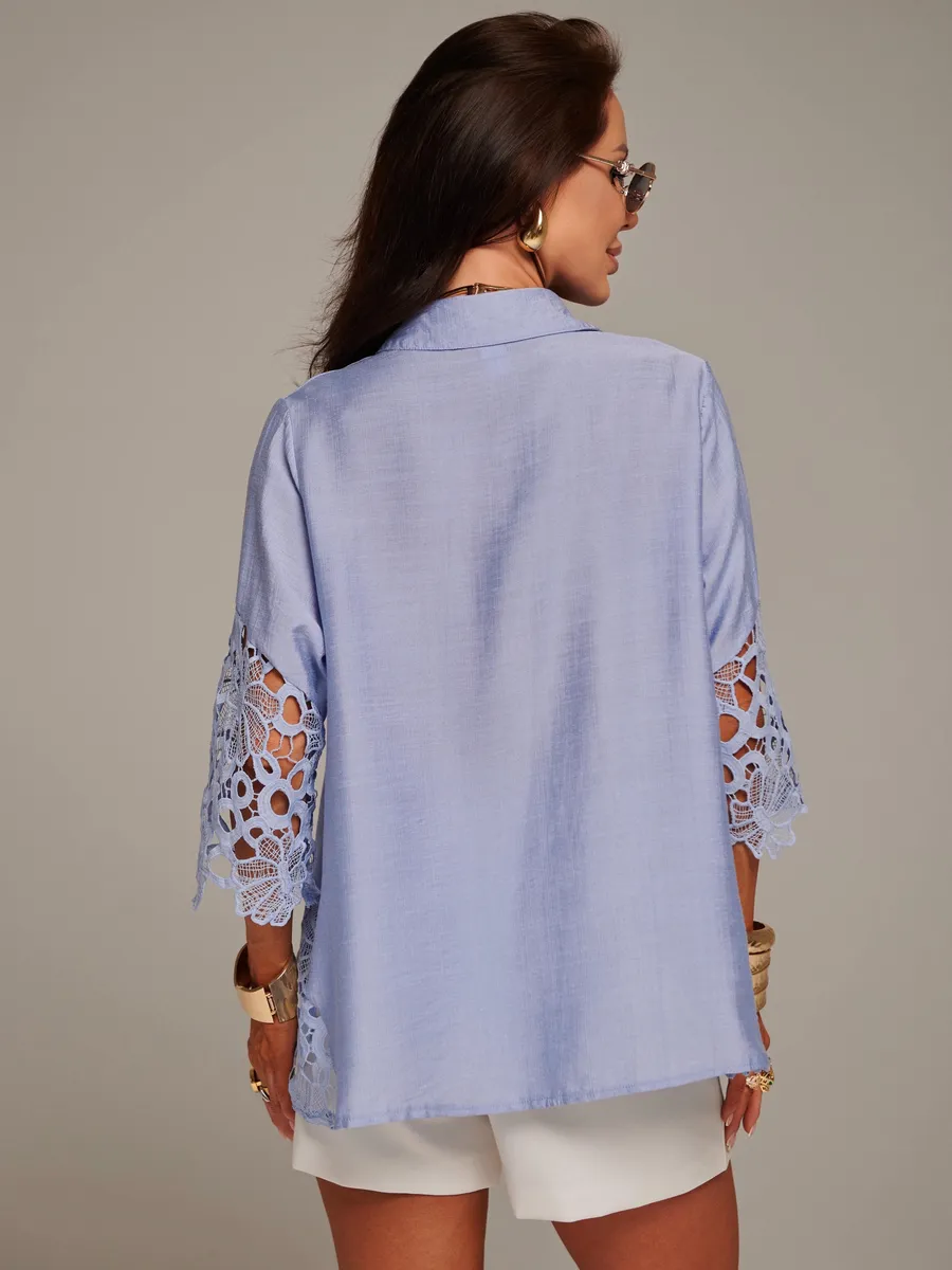 Синяя блузка нарядная праздничная