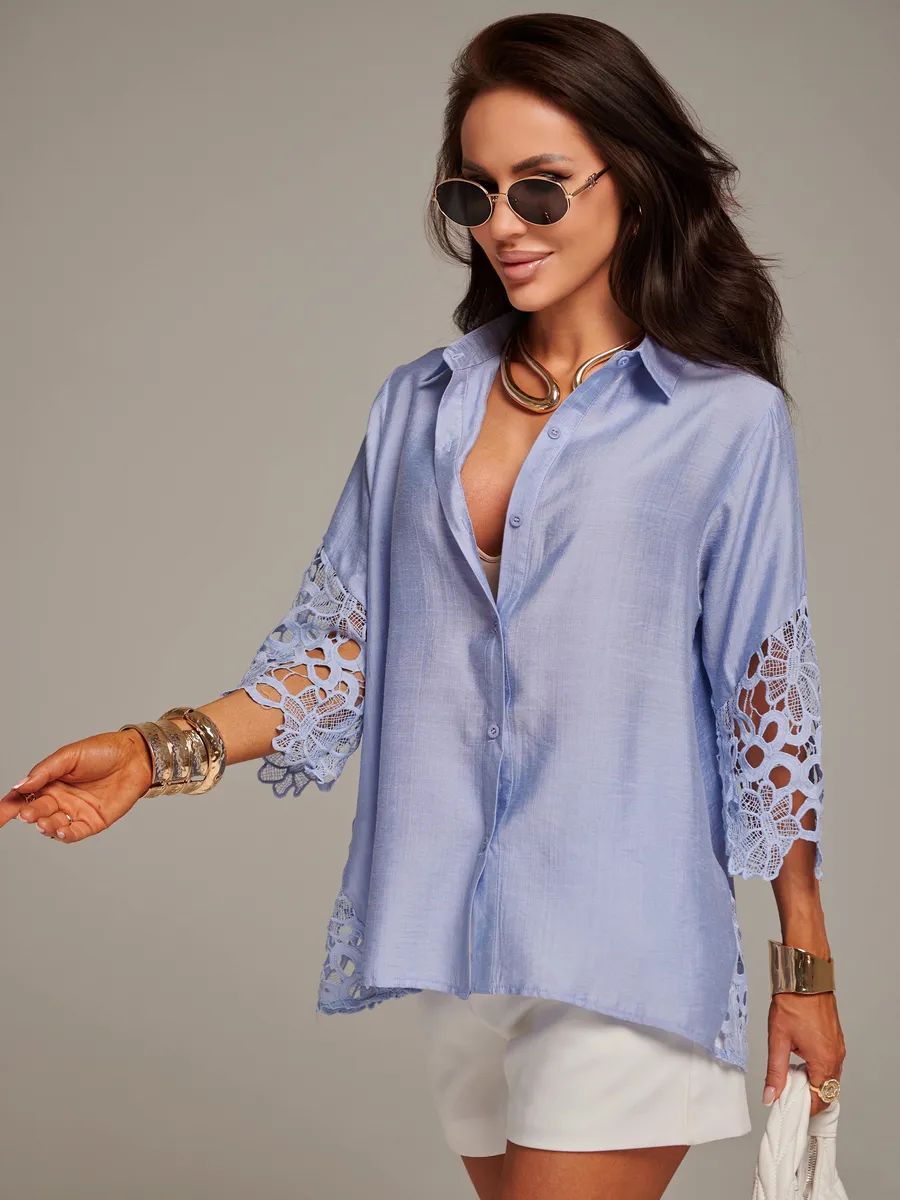 Синяя блузка нарядная праздничная