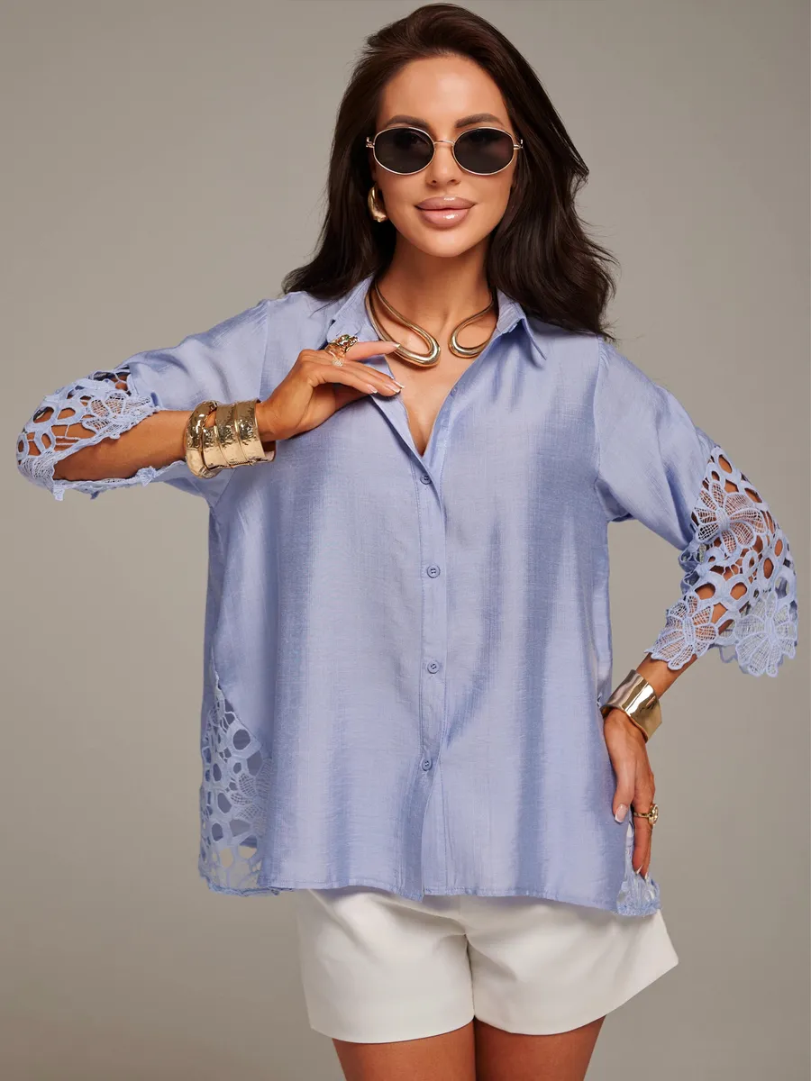 Синяя блузка нарядная праздничная