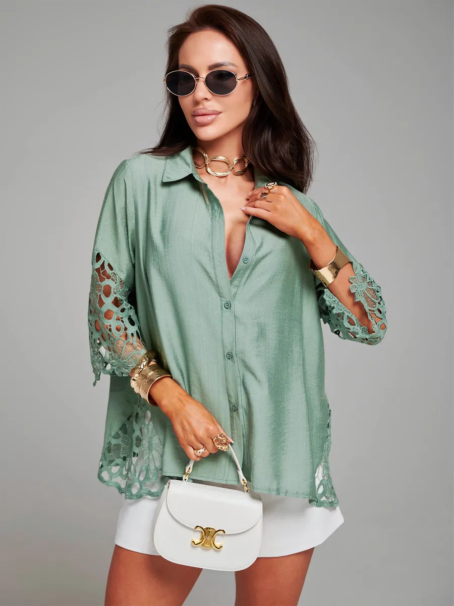 Зеленая блузка нарядная праздничная