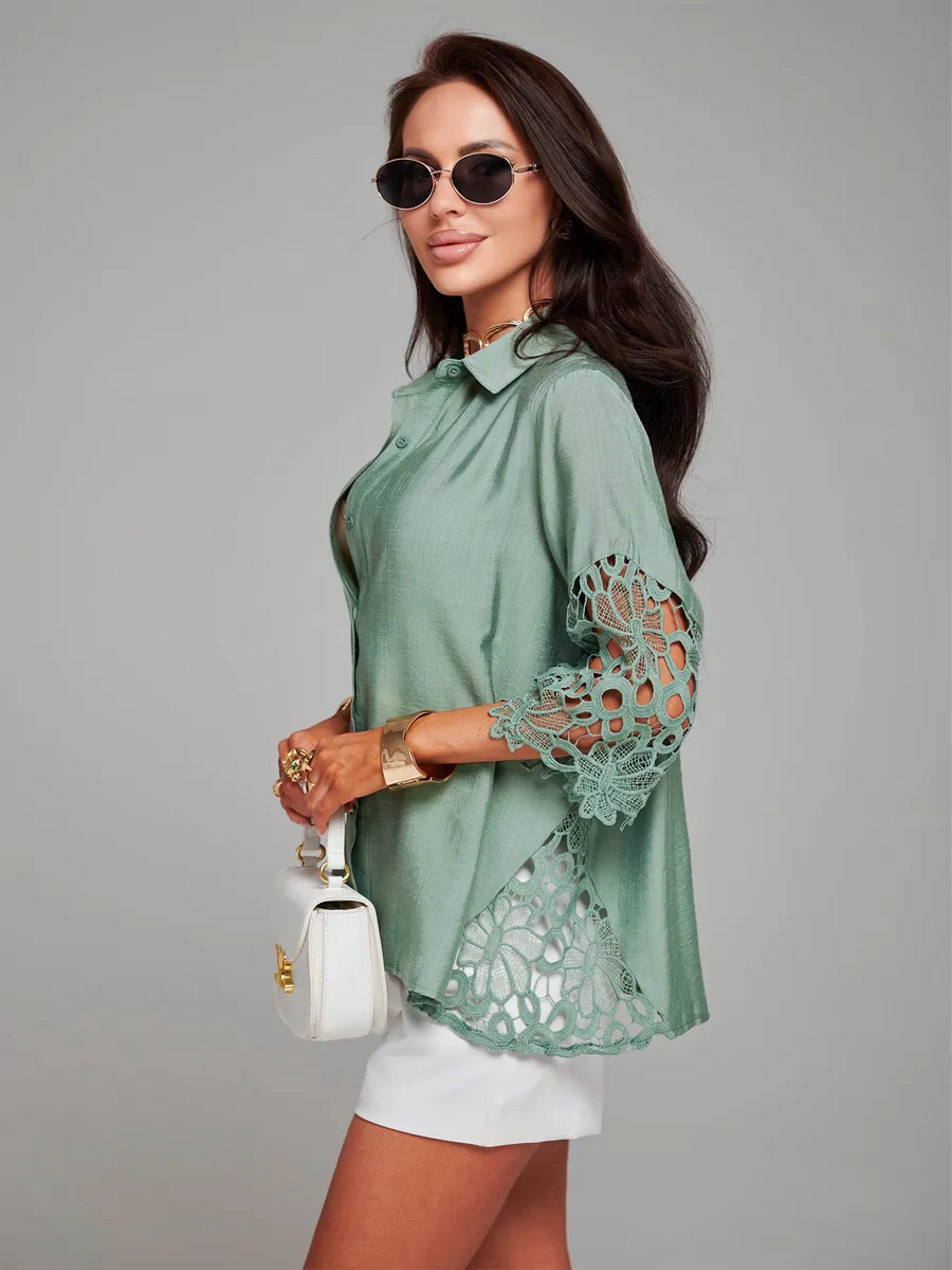 Зеленая блузка нарядная праздничная