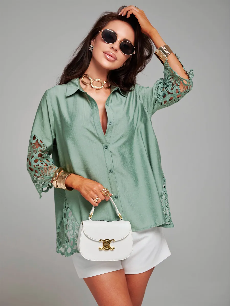 Зеленая блузка нарядная праздничная