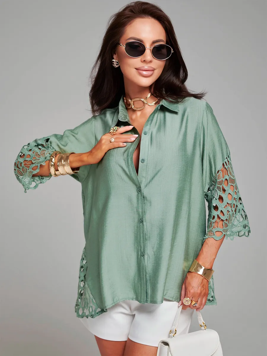 Зеленая блузка нарядная праздничная