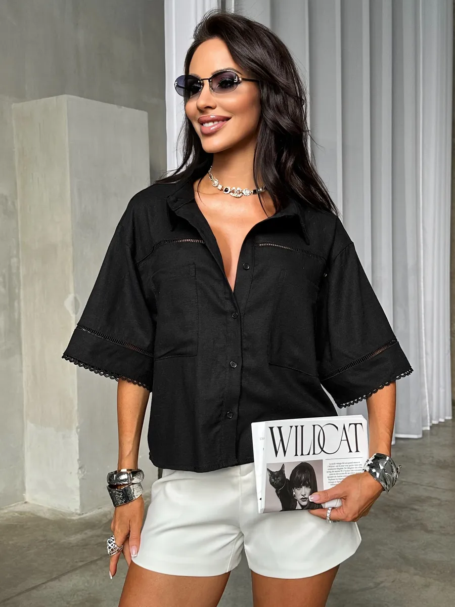 Рубашка оверсайз с коротким рукавом