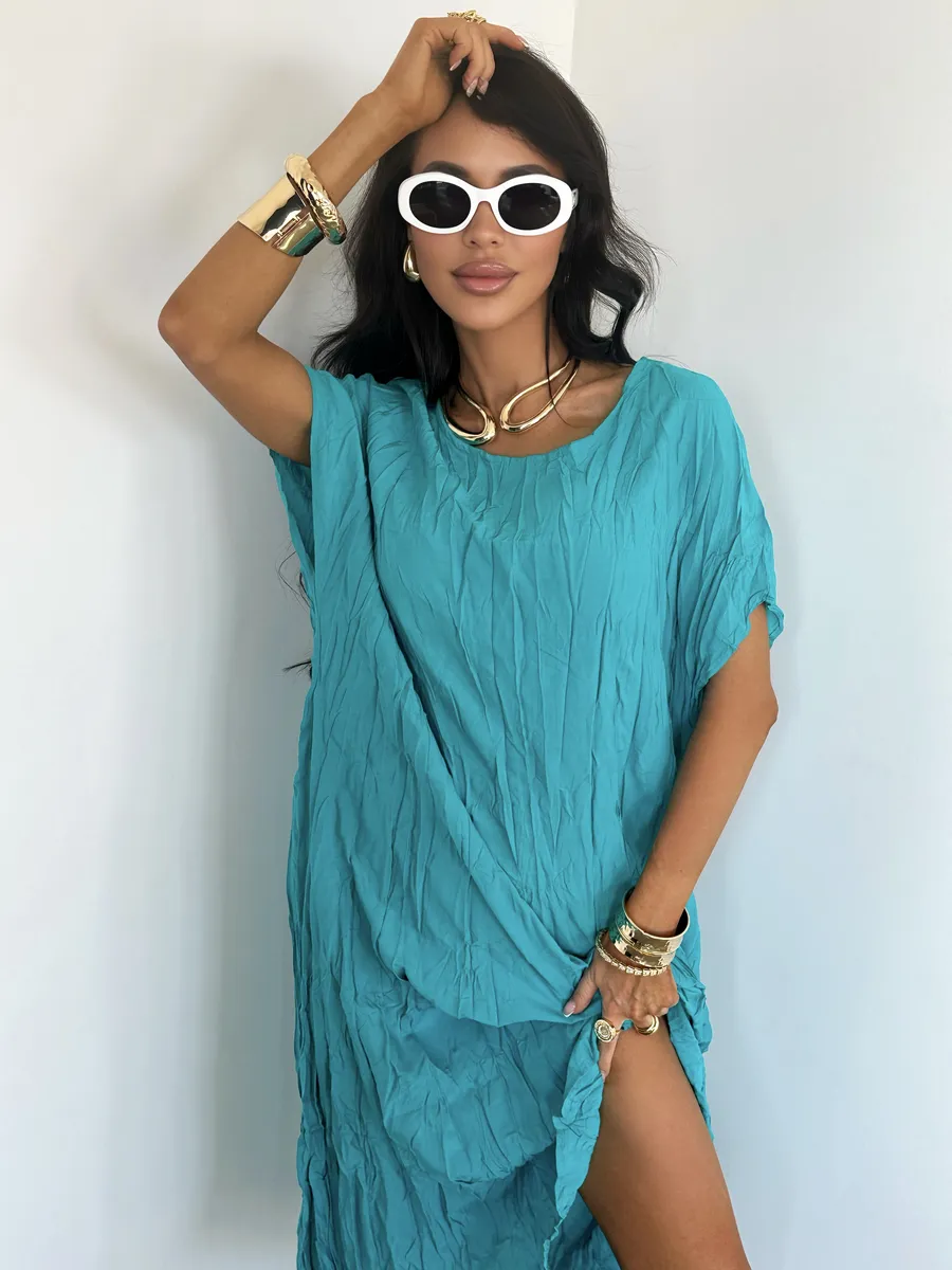 Серо-голубое платье летнее легкое