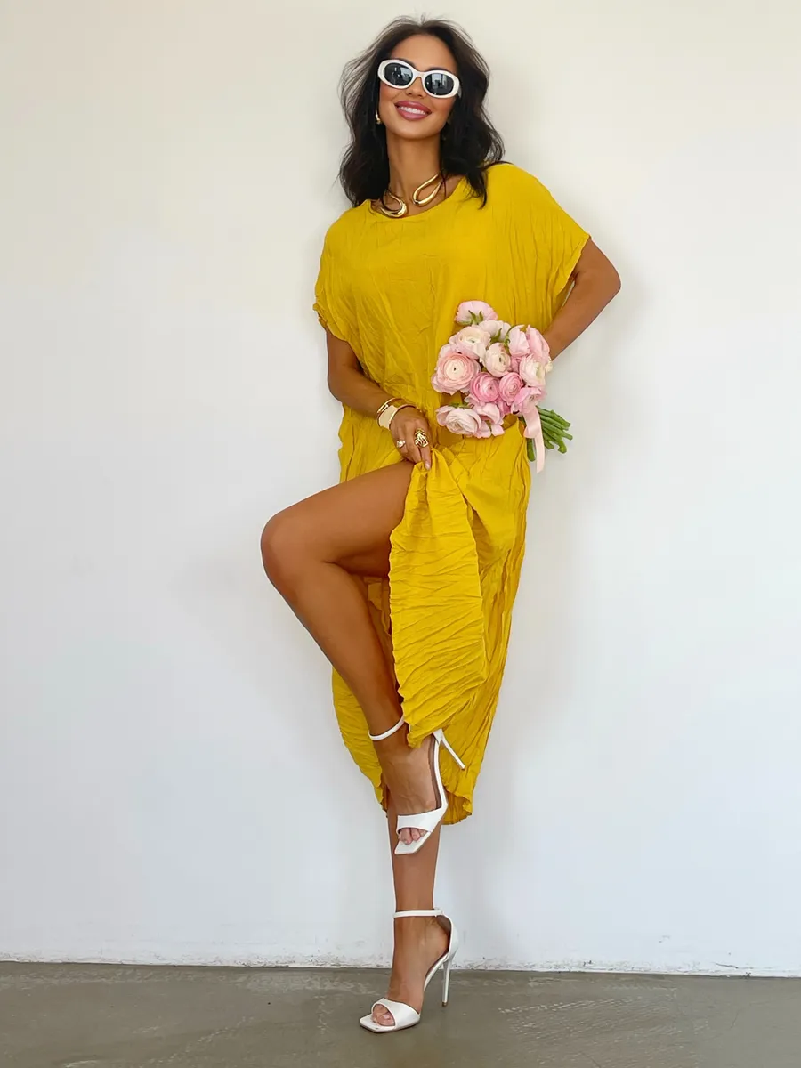 Желтое платье летнее легкое